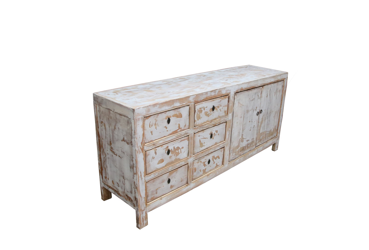 China Sideboard alt weiss Vollholz vintage finish