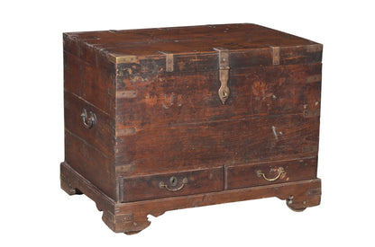 Indien 1900 antike Hochzeitstruhe Kassette Box Metallbeschlag Jodhpur