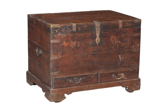 Indien 1900 antike Hochzeitstruhe Kassette Box Metallbeschlag Jodhpur