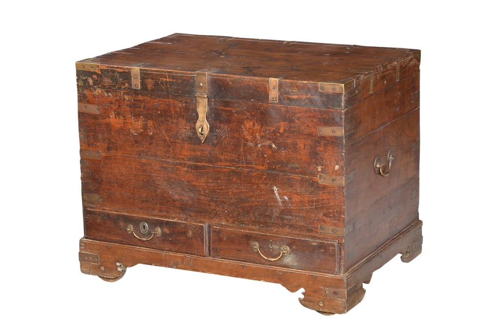 Indien 1900 antike Hochzeitstruhe Kassette Box Metallbeschlag Jodhpur