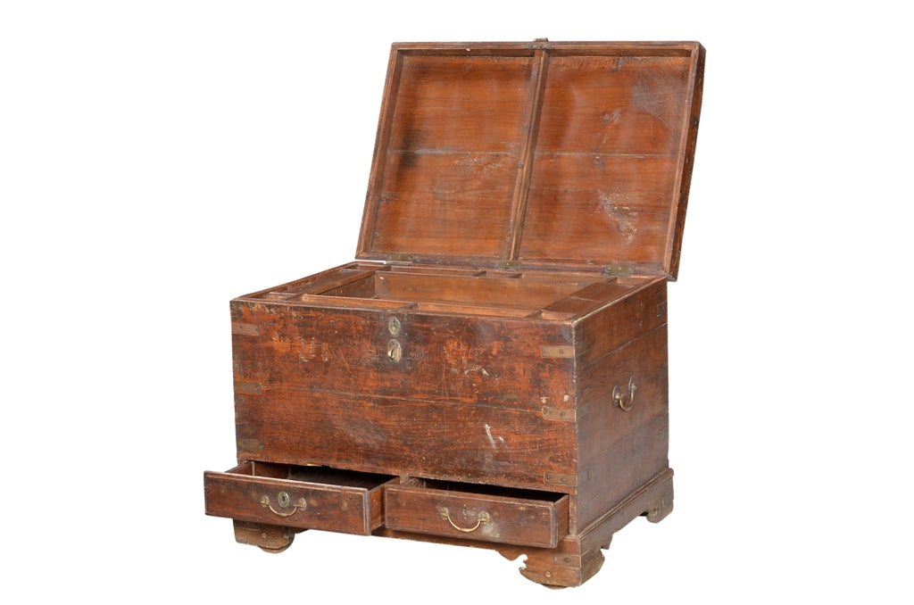 Indien 1900 antike Hochzeitstruhe Kassette Box Metallbeschlag Jodhpur