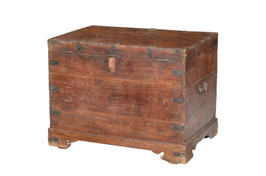 Indien 1900 antike Hochzeitstruhe Kassette Box Metallbeschlag Jodhpur