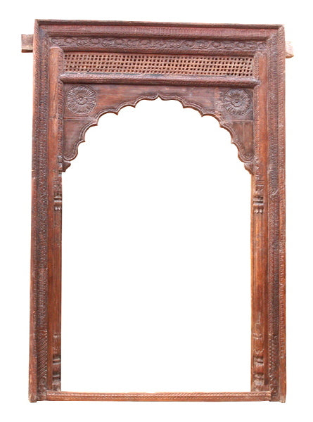 Indien hoher Rahmen antik 1920 Dekorbogen Schnitzterei
