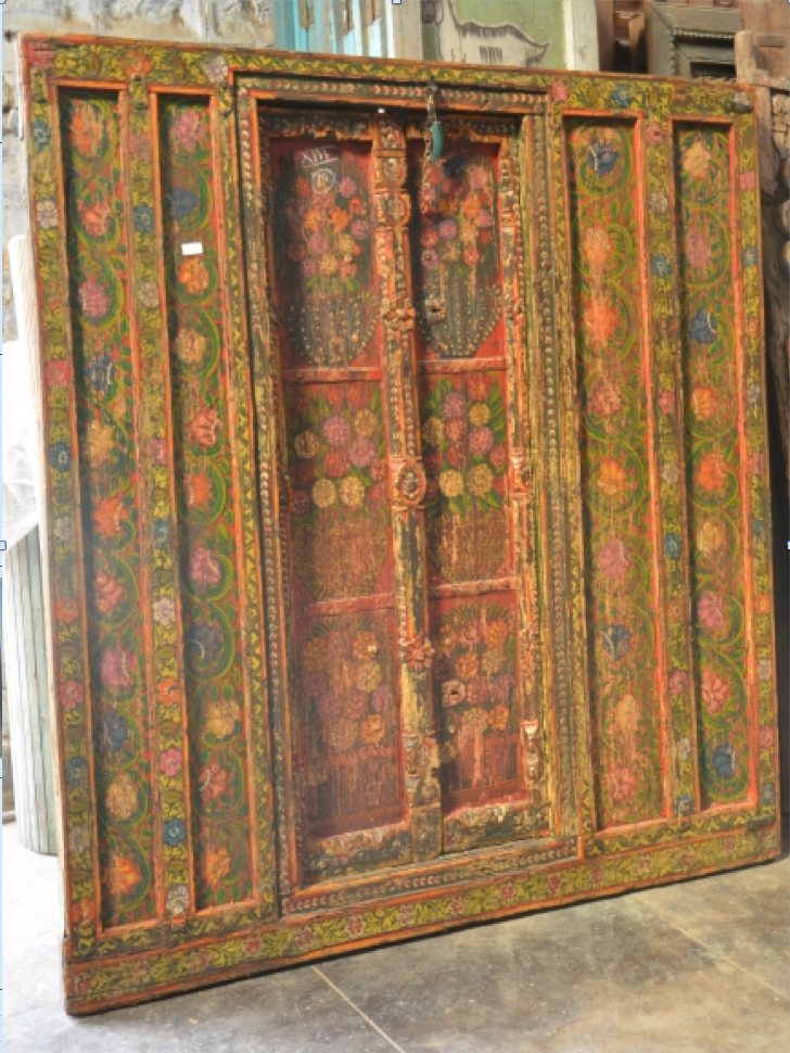 Indische  Tür Fenster Antik 100 Jahre mit Ornamenten Kerala