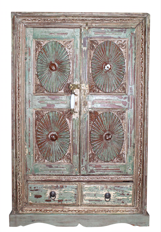 Indien Schrank Pastell Grün Antik