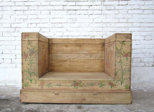 China Beijing um 1920 klassische Sitzbank Sessel helle Ulme naturfarben