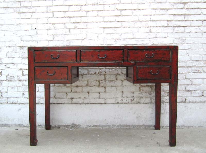 China Hebei  schlanker Schreibtisch Desk dunkelbraune Pinie