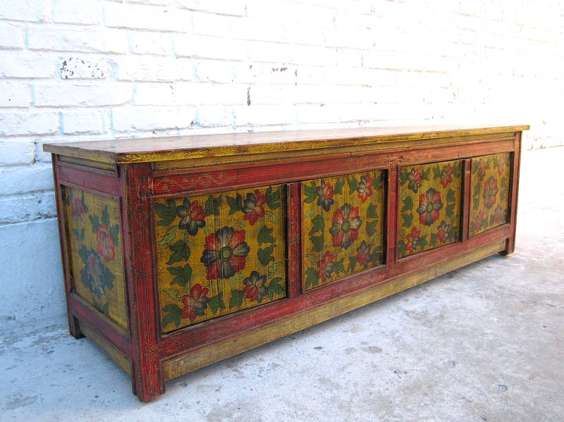 China Lowboard flache Anrichte für TV Flachbildschirm Pinie rotbraun