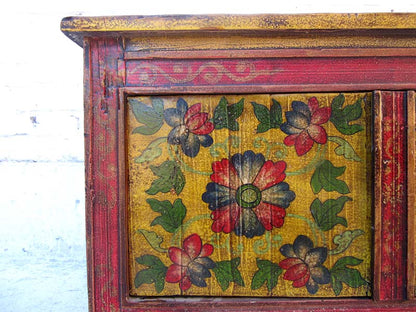 China Lowboard flache Anrichte für TV Flachbildschirm Pinie rotbraun