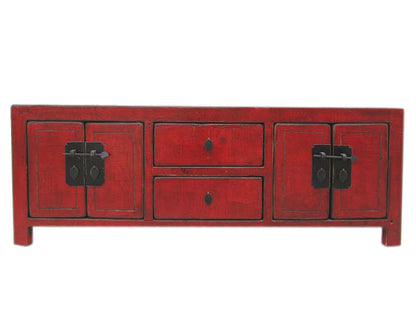China Lowboard niedrige Kommode ideal für Flachbildschirm braunrote Pinie