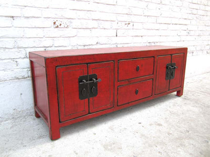 China Lowboard niedrige Kommode ideal für Flachbildschirm braunrote Pinie