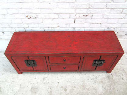 China Lowboard niedrige Kommode ideal für Flachbildschirm braunrote Pinie