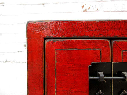 China Lowboard niedrige Kommode ideal für Flachbildschirm braunrote Pinie