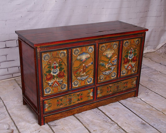 Tibet breite Kommode in traditioneller Bemalung