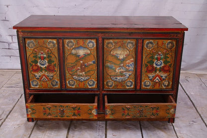 Tibet breite Kommode in traditioneller Bemalung
