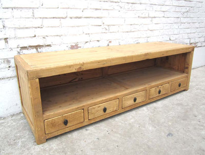 China  Lowboard flache Kommode fünf Schubladen ideal für TV Flachbildschirm Pinie natur von Luxury Park