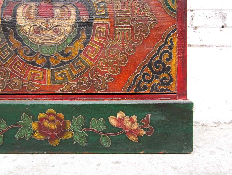 China Tibet halbhoher Schuhschrank rustikale Kommode klassische Bemalung hier bei Luxury-Park