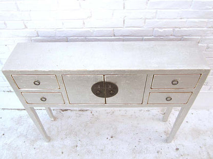 China elegante hochbeinige Konsole Garderobentisch silber lackierte Pinie von Luxury Park