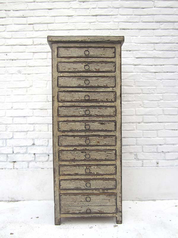 China shabby chic look halbhohe Kredenz Schubladenkommode Sammlerschrank graue Pinie Luxury-Park