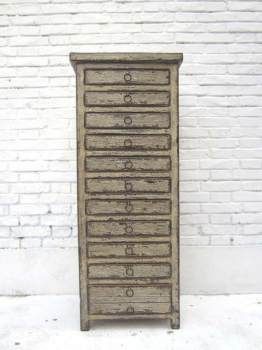 China shabby chic look halbhohe Kredenz Schubladenkommode Sammlerschrank graue Pinie Luxury-Park