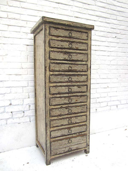 China shabby chic look halbhohe Kredenz Schubladenkommode Sammlerschrank graue Pinie Luxury-Park