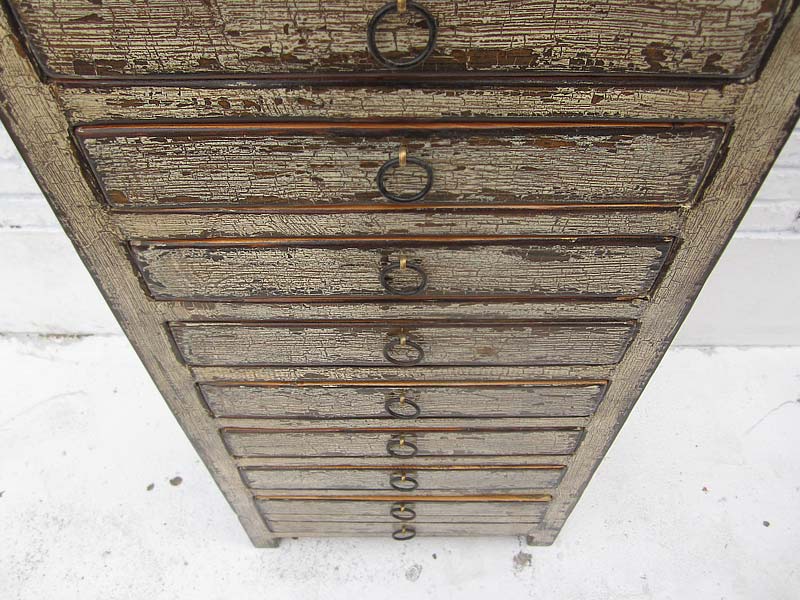 China shabby chic look halbhohe Kredenz Schubladenkommode Sammlerschrank graue Pinie Luxury-Park
