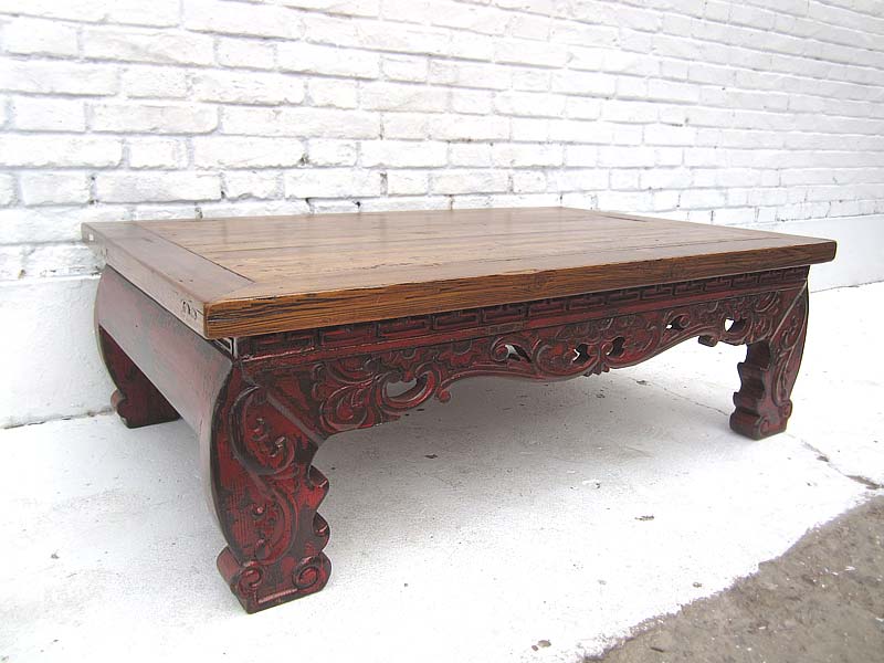 China Tisch herrlich verzierter Dekorsockel dunkles Pinienholz von Luxury-Park