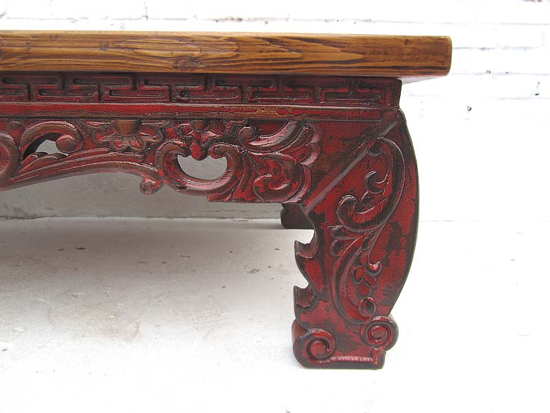 China Tisch herrlich verzierter Dekorsockel dunkles Pinienholz von Luxury-Park