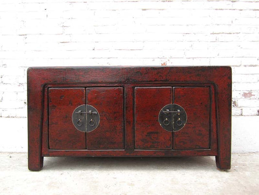 China Kommode Kolonialstil dunkelbraun lackierte Pinie mit  vintage Patina