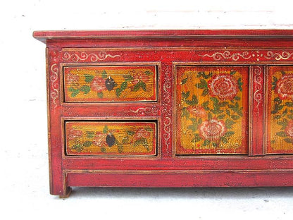 Tibet Lowboard Kommode Flachbildschirm rotbraun Antik Pinienholz