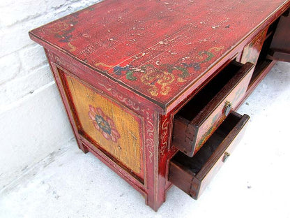 Tibet Lowboard Kommode Flachbildschirm rotbraun Antik Pinienholz