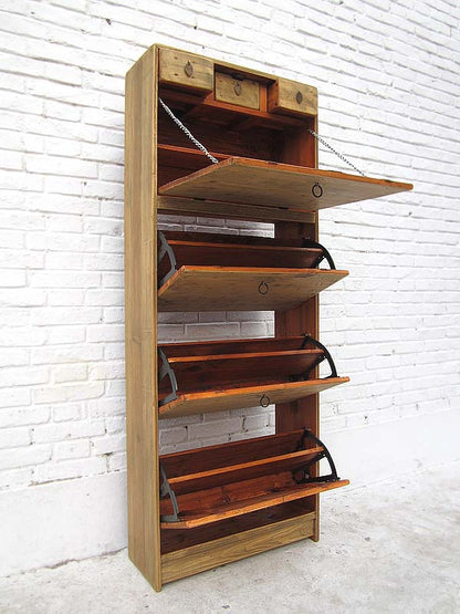 China hoher Schuhschrank Schubladenturm massive Pinie naturfarben gebleicht. Von Luxury-Park
