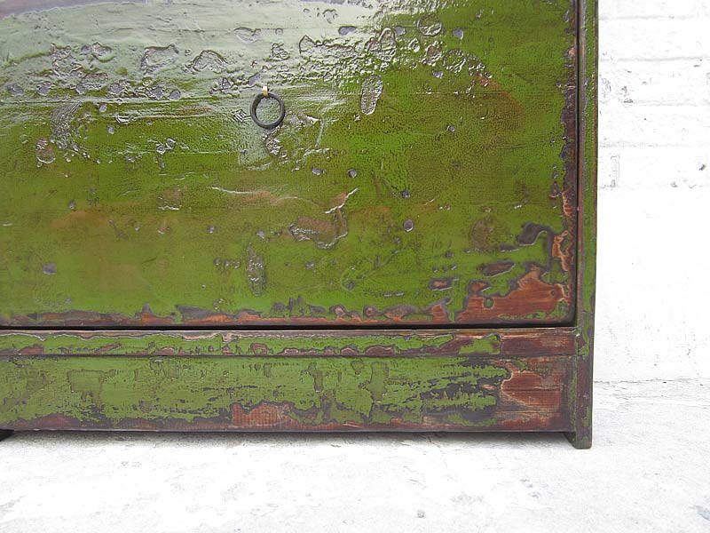 China Schuhschrank lackiert in englisch grün shabby chic Look drei Fächer seitliche Schübe ein Bestseller von Luxury-Park