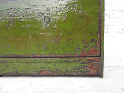 China Schuhschrank lackiert in englisch grün shabby chic Look drei Fächer seitliche Schübe ein Bestseller von Luxury-Park