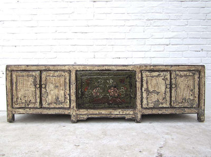 China breites Lowboard Anrichte für Flatscreen im Shabby chic Look Doppeltüren schmutzweiße Pinie von Luxury-Park