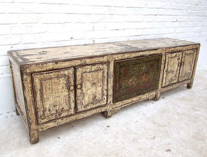 China breites Lowboard Anrichte für Flatscreen im Shabby chic Look Doppeltüren schmutzweiße Pinie von Luxury-Park