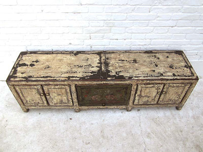 China breites Lowboard Anrichte für Flatscreen im Shabby chic Look Doppeltüren schmutzweiße Pinie von Luxury-Park