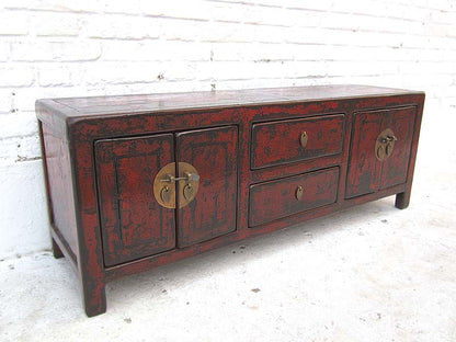 China Klassik niedrige Kommode Lowboard ideal für TV Flatscreen dunkelbraune Pinie von Luxury-Park