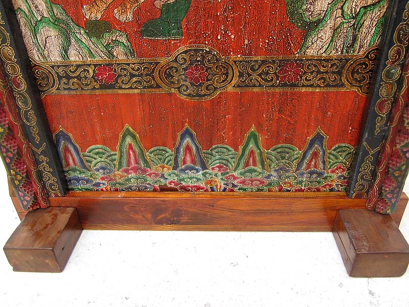 Tibet ca 1910 antike Tür mit Rahmen zum Einbau phantastisch bunt bemalt