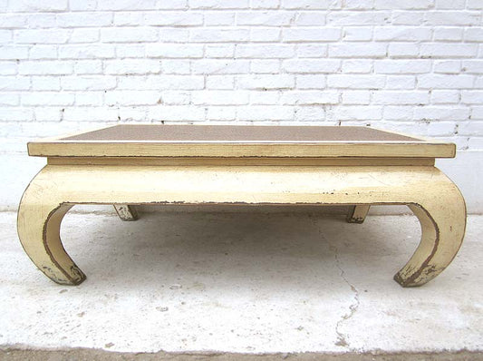 China flacher Tisch Antikweiß used optik Pinie Vollholz