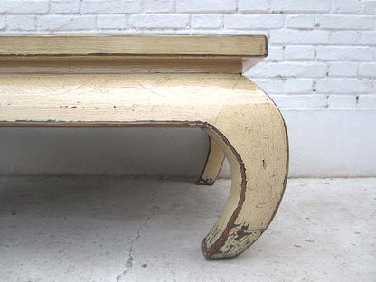 China flacher Tisch Antikweiß used optik Pinie Vollholz