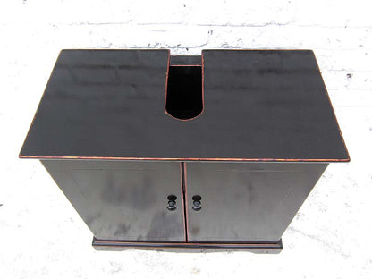 China kleine Kommode Waschtisch Unterschrank schwarz lackiertes Pinienholz Klassiker von Luxury Park