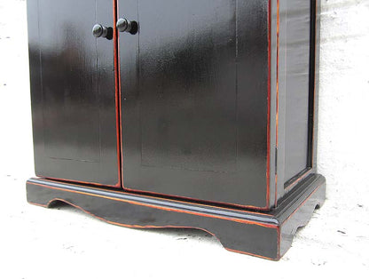 China kleine Kommode Waschtisch Unterschrank schwarz lackiertes Pinienholz Klassiker von Luxury Park