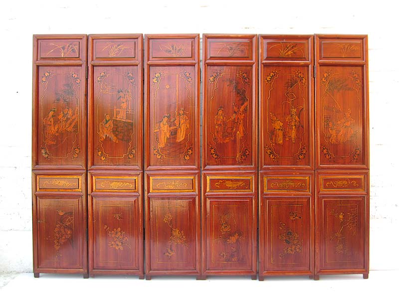 6 Panel Asia Raumteiler antik Geschenk 200x146x5