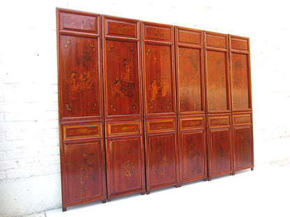 6 Panel Asia Raumteiler antik Geschenk 200x146x5