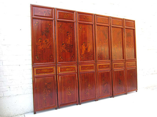 6 Panel Asia Raumteiler antik Geschenk 200x146x5