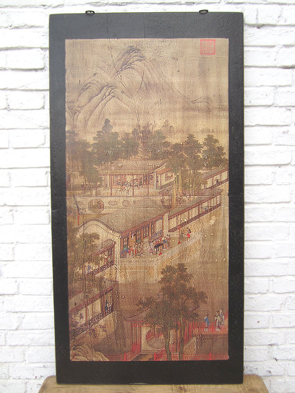 Asien Wandbild brauner Rahmen Beijing ca. 80 Jahre alt Pinie Geschenk