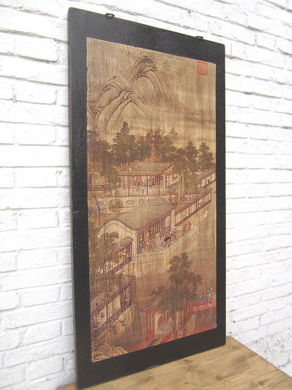 Asien Wandbild brauner Rahmen Beijing ca. 80 Jahre alt Pinie Geschenk