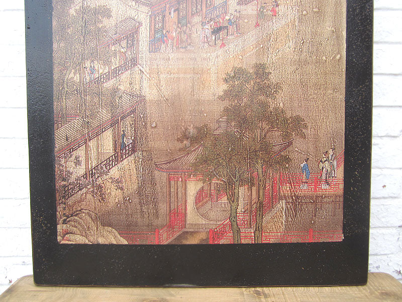 Asien Wandbild brauner Rahmen Beijing ca. 80 Jahre alt Pinie Geschenk