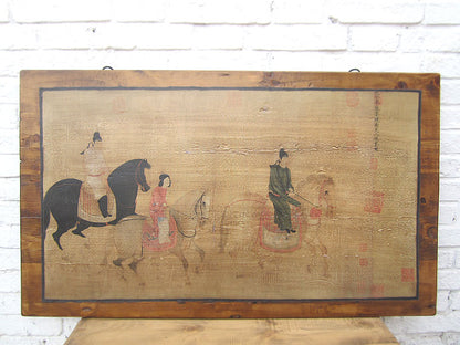 Asien Wandbild Reiterszene Pinie Beijing 90 Jahre alt